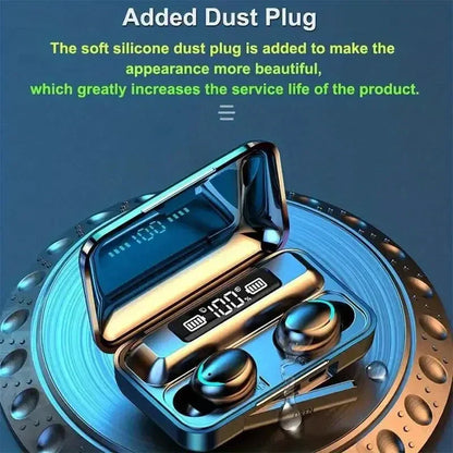 Wireless Watch Earpods With Charging Inbuilt Powerbank With Free Golden Analog Watch