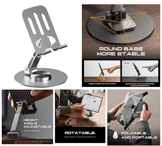 360° Adjustable Aluminium Phone Stand with Anti-Slip Base