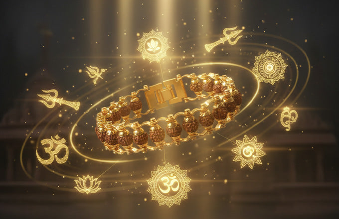 Gold Plated Modern Rudraksha Bracelet