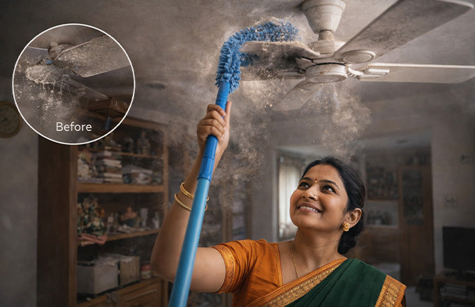 Extendable Telescopic Rod, Foldable Microfiber Cleaning Duster, Flexible Bendable Mop Head, Quick and Easy Cleaning-Home, Kitchen, Car, Ceiling, Office