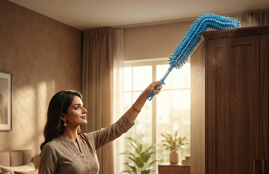 Extendable Telescopic Rod, Foldable Microfiber Cleaning Duster, Flexible Bendable Mop Head, Quick and Easy Cleaning-Home, Kitchen, Car, Ceiling, Office