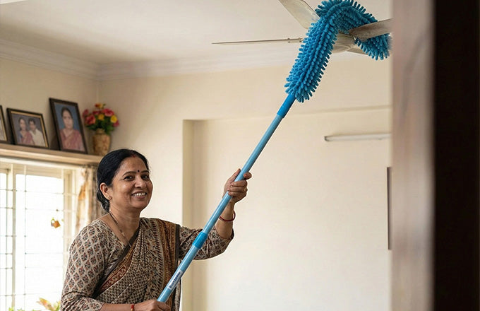 Extendable Telescopic Rod, Foldable Microfiber Cleaning Duster, Flexible Bendable Mop Head, Quick and Easy Cleaning-Home, Kitchen, Car, Ceiling, Office
